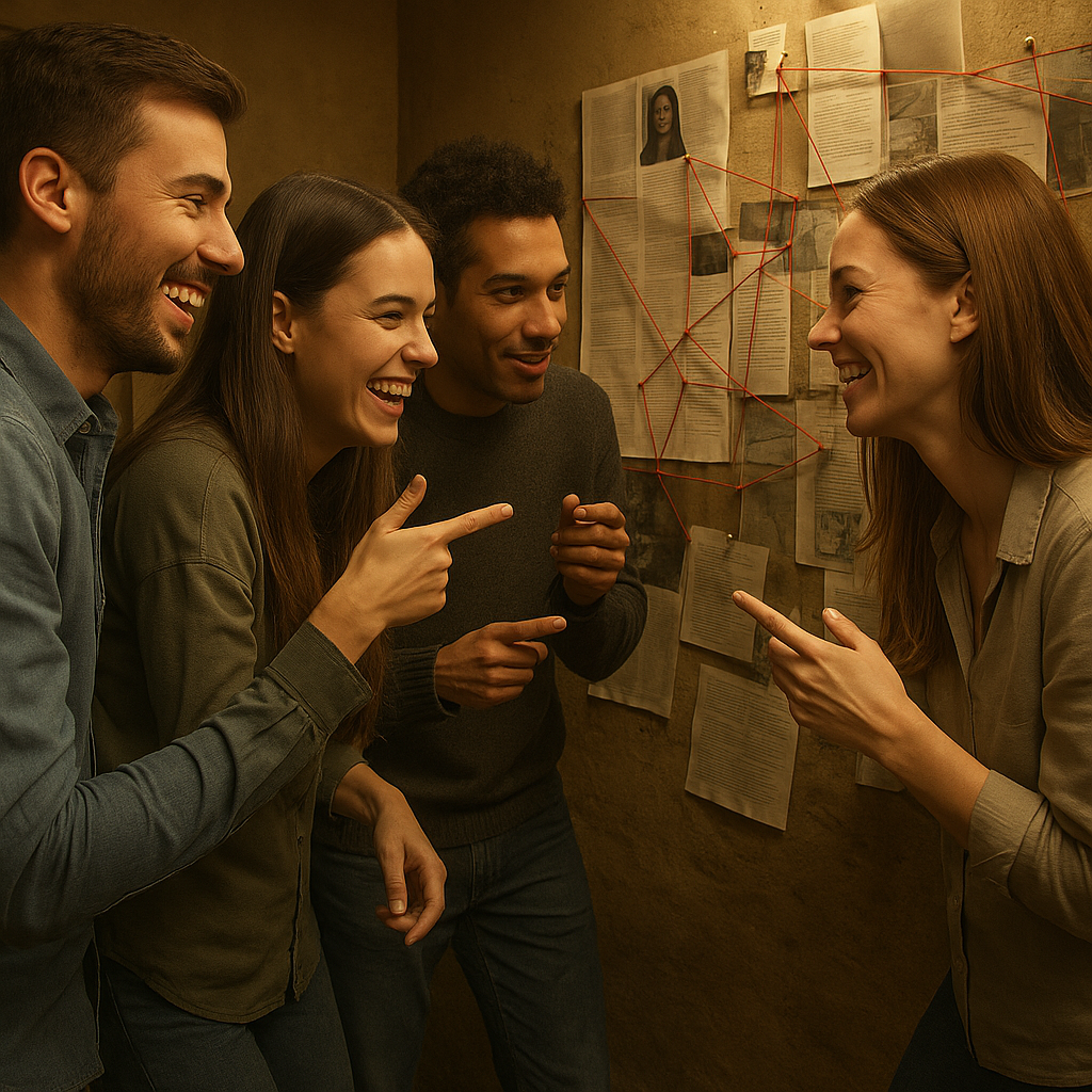 Grupo jogando e investigando um caso